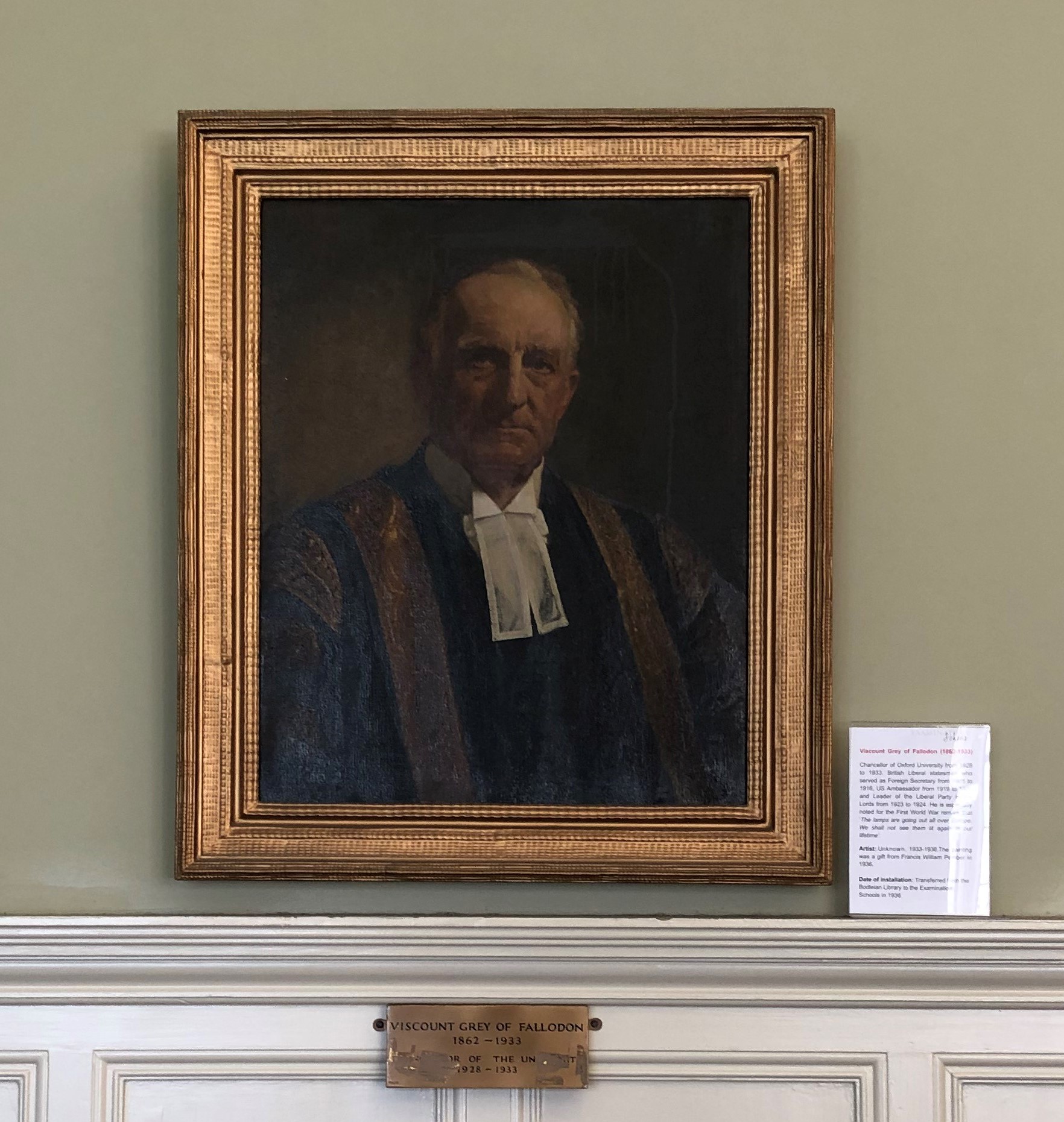 Edward Grey, 1st Viscount Grey of Fallodon - Examination Schools, Room 7
