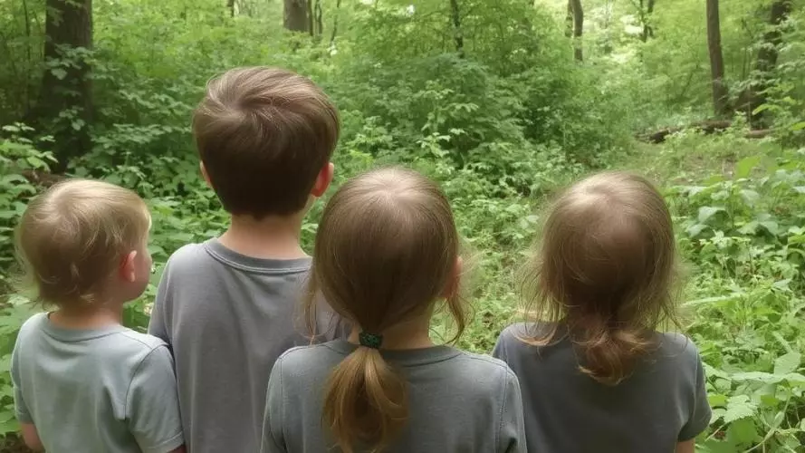 children in woodland